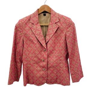 Express Pink Tan Geometric Print Single Breasted Blazer Jacket Size 8